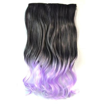 Eendelige naadloze Hair Extension stuk kleur verloop grote golf lang Curling Clip Type haarstukje