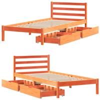 Bedframe zonder matras massief grenenhout wasbruin 75x190 cm - thumbnail
