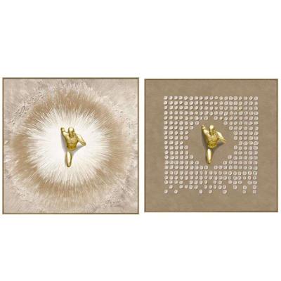 Schilderij Home ESPRIT Bruin Mannen Modern (2 Stuks) Schilderij Home ESPRIT Bruin Mannen Modern (2 Stuks)