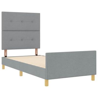 Bedframe met hoofdeinde Lichtgrijs 90 x 190 cm Stof