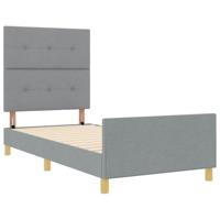 Bedframe met hoofdeinde Lichtgrijs 90 x 190 cm Stof - thumbnail