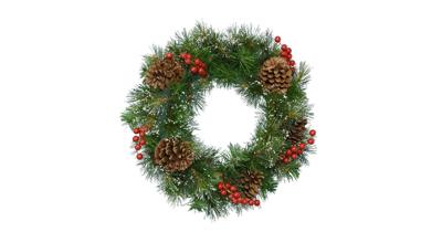 Kerstkrans krans bes d50h15 cm groen/wit Everlands - Everlands