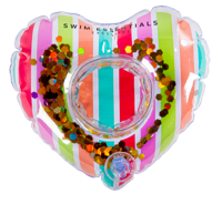 Opblaasbare Bekerhouder Glitter Regenboog Hart - thumbnail