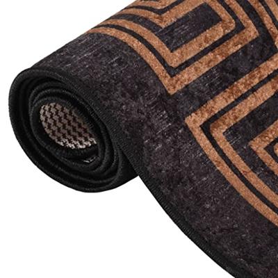 VidaXL Vloerkleed wasbaar anti-slip 120x180 cm zwart en goudkleurig
