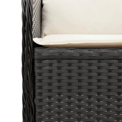 Tuinhoekbank met kussens poly rattan zwart - thumbnail