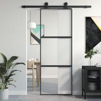 VidaXL Schuifdeur 76x205 cm gehard glas en aluminium zwart - thumbnail