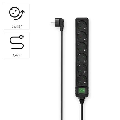 Hama Stekkerdoos, 6-voudig, schakelaar, 1,4 m Kabel Zwart - thumbnail