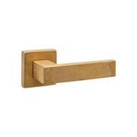 Intersteel deurkruk Amsterdam met rozet massief verdekt 53x53x10mm met nokken - PVD messing getrommeld - thumbnail