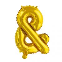 Folieballon '&' Teken Goud 41cm - thumbnail
