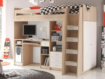 Gecombineerd bed UDINESE 90x200 cm wit/sonoma Gecombineerd bed UDINESE 90x200 cm wit/sonoma