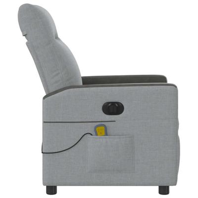 Massagestoel elektrisch verstelbaar stof lichtgrijs - thumbnail