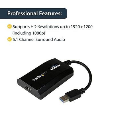 .com USB 3.0 naar HDMI externe Multi-Monitor grafische videoadapter voor Mac/ pc – DisplayLink gecertificeerd - HD 1080p - Externe video-adapter - USB 3.0 - HDMI - zwart