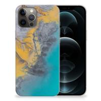 iPhone 12 Pro Max | TPU | Siliconen hoesje | Marble Blue Gold - thumbnail