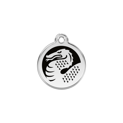 Dragon Black roestvrijstalen hondenpenning small/klein dia. 2 cm RedDingo - Reddingo Dragon Black roestvrijstalen hondenpenning small/klein dia. 2 cm RedDingo - Reddingo