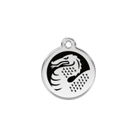 Dragon Black roestvrijstalen hondenpenning small/klein dia. 2 cm RedDingo - Reddingo - thumbnail