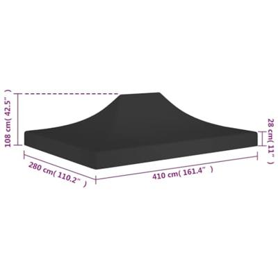 VidaXL Partytentdak 270 g/m² 4x3 m zwart