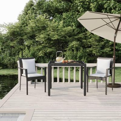 3-delige Tuinset met kussens poly rattan zwart