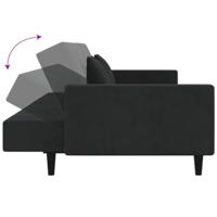 Slaapbank 2-zits met 2 kussens fluweel zwart - thumbnail