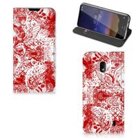 Mobiel BookCase Nokia 2.2 Angel Skull Rood - thumbnail