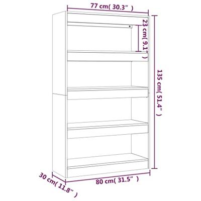 Boekenkast/kamerscherm 80x30x135 cm bewerkt hout bruin eiken