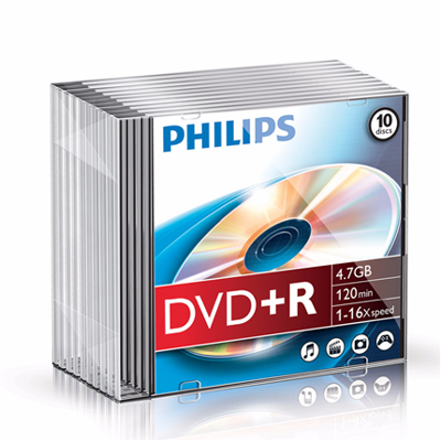 Philips DR4S6S10F/00 DVD+R Blanco 16x 4,7GB 10 stuks Slim Case