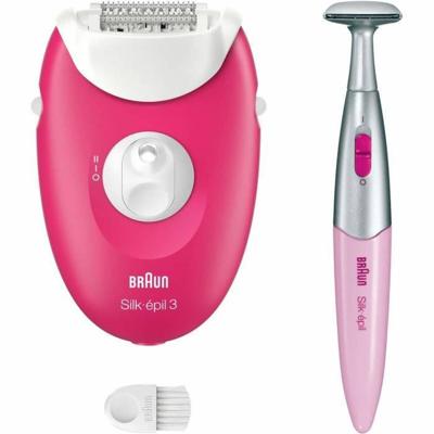 Elektrische epilator met snoer - BRAUN - Silk-épil 3 - Wekenlang zachte huid - 3-202 - Framboos