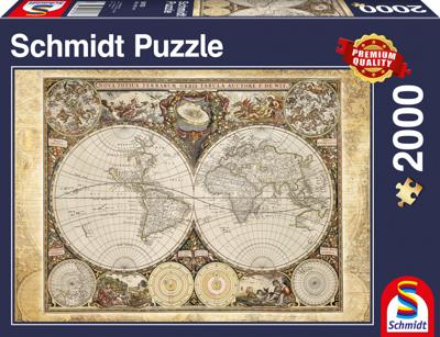 SCHMIDT SPIELE Historische wereldkaart puzzel voor volwassenen - 2000 stukjes