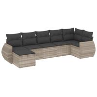 8-delige Loungeset met kussens poly rattan lichtgrijs - thumbnail