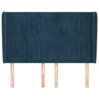 Hoofdbord met randen 147x23x118/128 cm fluweel donkerblauw - thumbnail