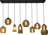 Masterlight 8-lichts hanglampQuinto 8 zwart met smoke glas - 2261-05-130-25-8-05 - thumbnail