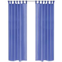 VidaXL Gordijnen voile 140x225 cm koningsblauw 2 st - thumbnail