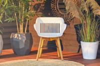 Hartman Jill tuinstoel wit - houten onderstel - thumbnail