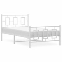 Bedframe met hoofd- en voeteneinde metaal wit 100x190 cm - thumbnail