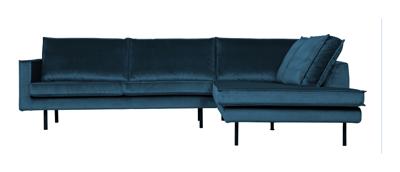WOOOD Hoekbank 'Rodeo' Rechts, Velvet , kleur Blauw