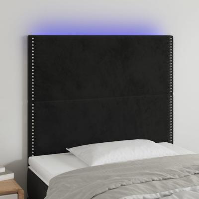 Hoofdbord LED 90x5x118/128 cm fluweel zwart - thumbnail