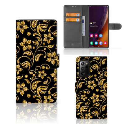 Samsung Galaxy Note20 Ultra Hoesje Gouden Bloemen