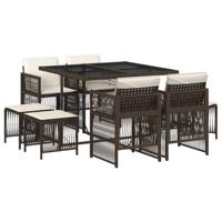9-delige Tuinset met kussens poly rattan bruin - thumbnail