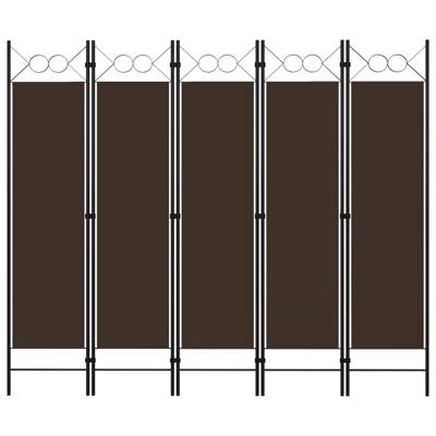 Kamerscherm met 5 panelen 200x180 cm bruin