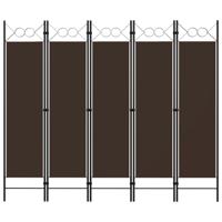 Kamerscherm met 5 panelen 200x180 cm bruin - thumbnail