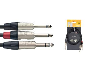 Stagg NYC1-PS2PR Y-kabel Jack M Stereo Naar 2x Jack M Mono 1m
