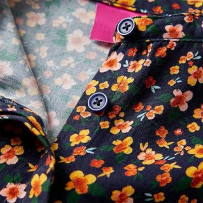 Kinderoverhemd met bandkraag bloemenprint 116 marineblauw