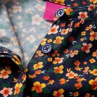 Kinderoverhemd met bandkraag bloemenprint 116 marineblauw - thumbnail
