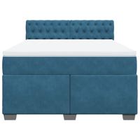 Boxspring met matras fluweel blauw 180x200 cm - thumbnail