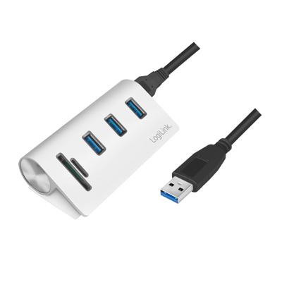 LogiLink - USB 3.0, 3-port hub, with card reader and aluminum casing LogiLink - USB 3.0, 3-port hub, with card reader and aluminum casing