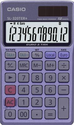 Casio SL-320TER+ Zakrekenmachine Blauw Aantal displayposities: 12 werkt op zonne-energie, werkt op batterijen (b x h x d) 70 x 118.5 x 8 mm