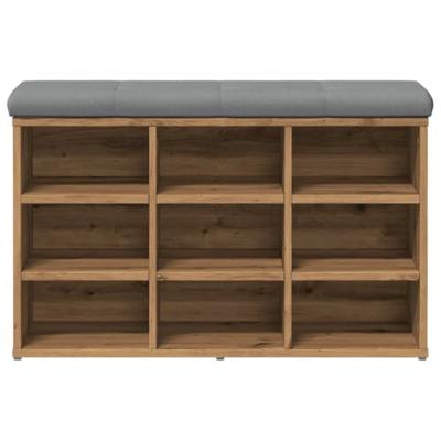 Schoenenbank 82x32x50 cm bewerkt hout artisanaal eikenkleur