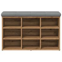 Schoenenbank 82x32x50 cm bewerkt hout artisanaal eikenkleur - thumbnail