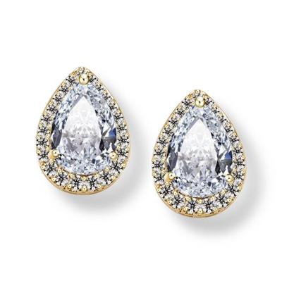 Hart zaad Drop Oorbellen Zircon Fashion Stud Oorbellen van ebben hout metaal kleur: goud