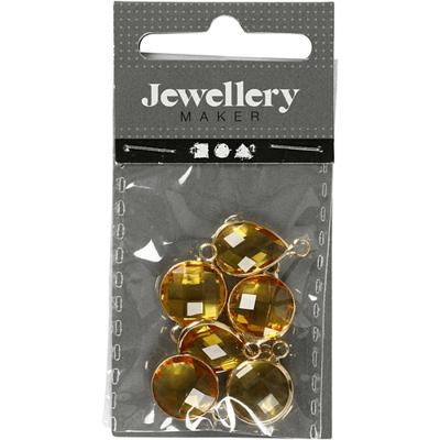 Creativ Company Sieradenhanger, h: 15-20 mm, gatgrootte 2 mm, geel, 1 doos