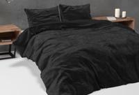 Sleeptime Velvet Uni Dekbedovertrek Zwart 140 x 220 cm - thumbnail